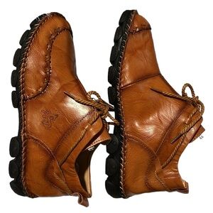 Brown- leather handmade mens comfortable stylish casual shoes.